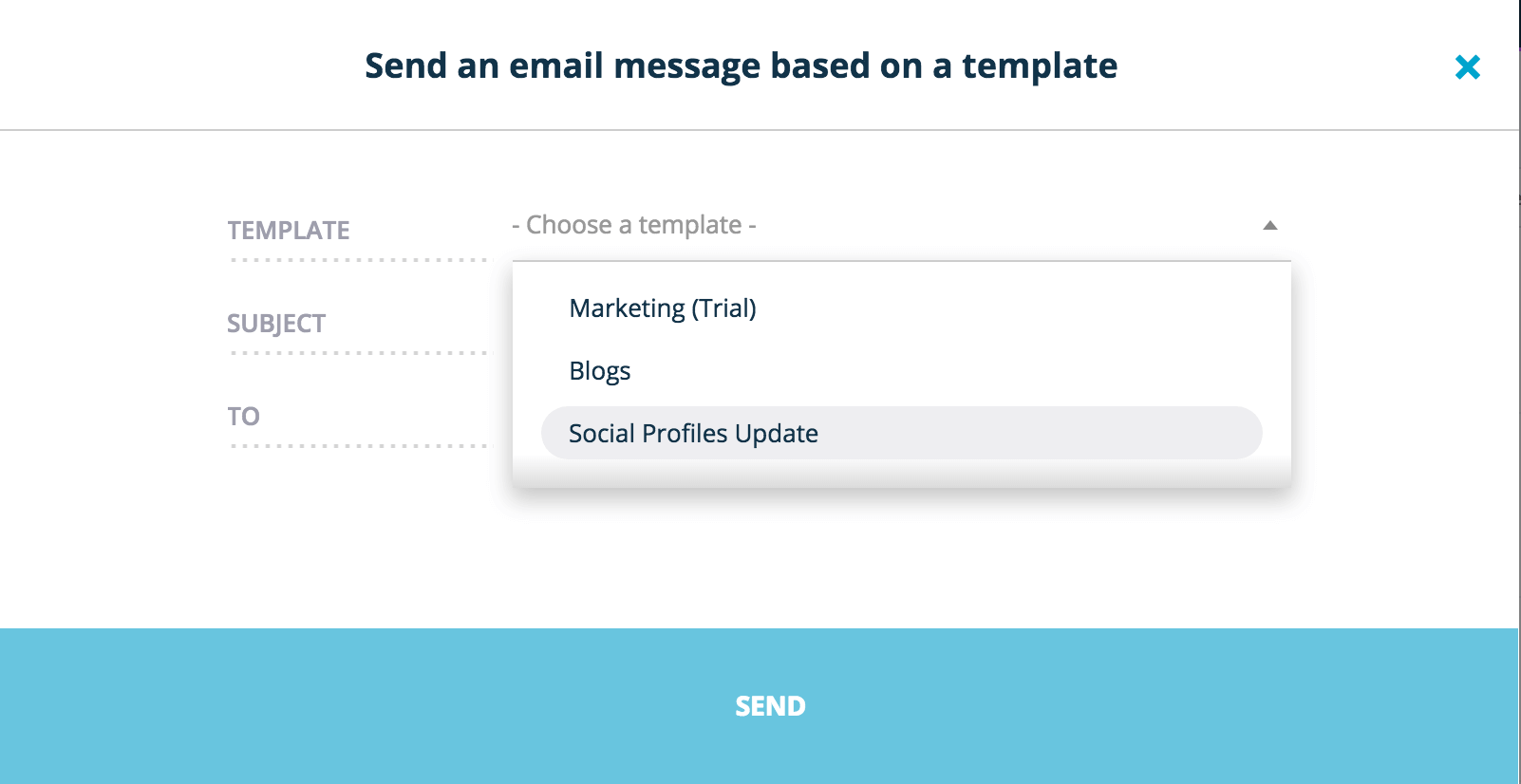 Email Templates Selection
