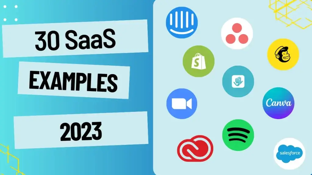 30 SaaS Examples image with logo's of SaaS Companies