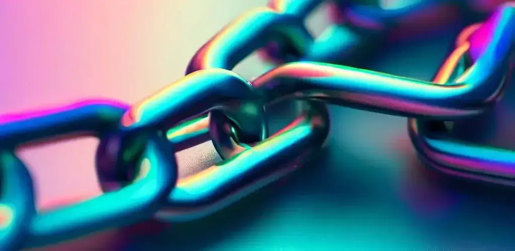 A vibrant image of a chain, with each link comprising a different business operation, embodying the concept of a value chain in a business context.