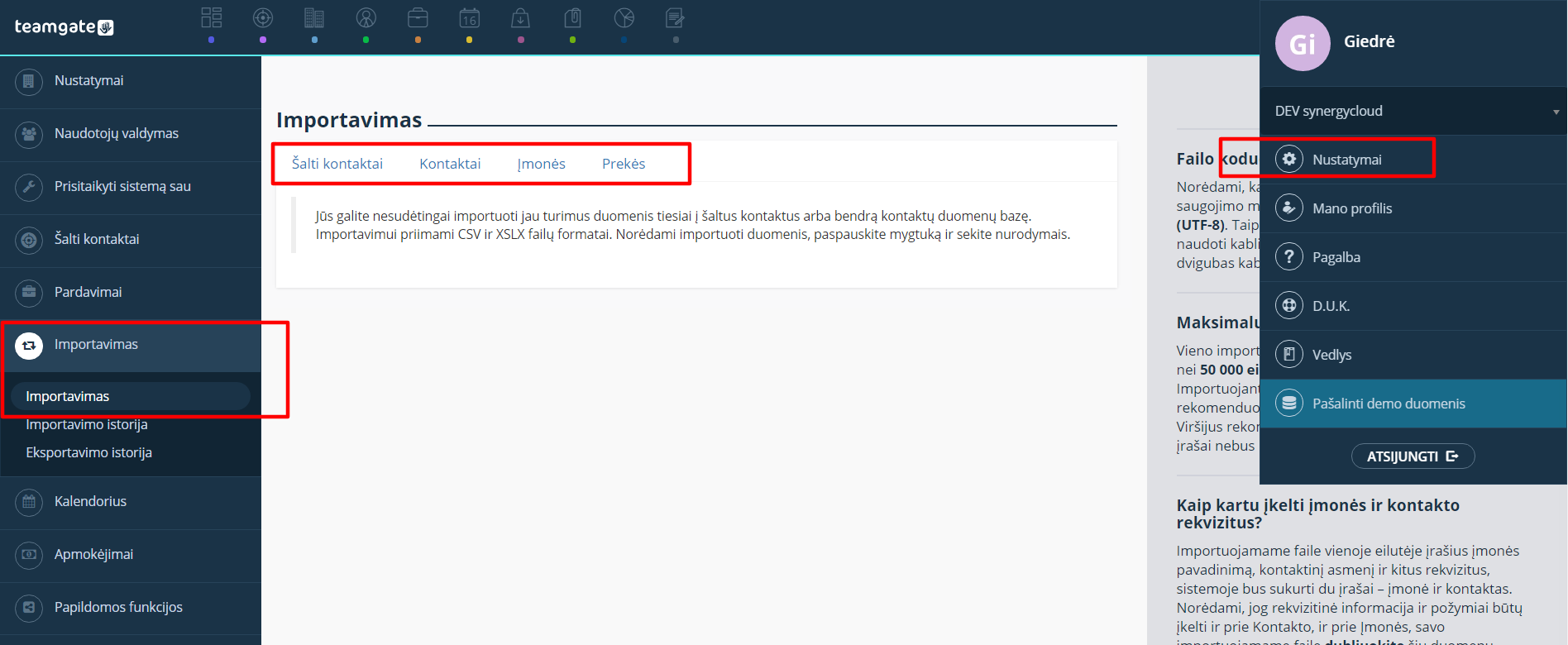 Importación de base de datos de clientes en formato CSV