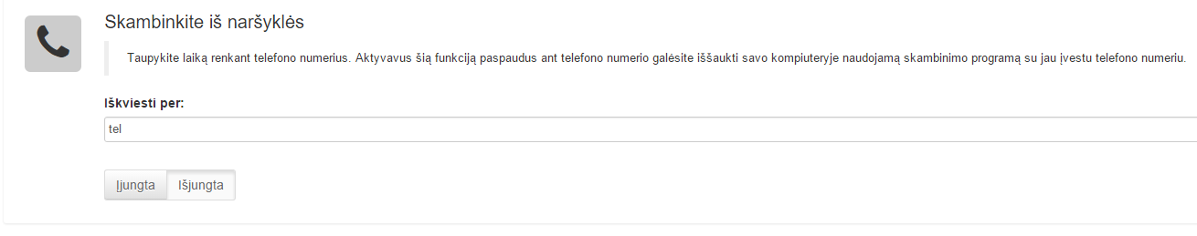 Skambinkite tiesiai iš naršyklės