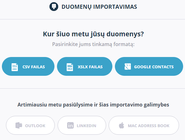 Kaip importuoti klientų ir šaltų kontaktų sąrašus?