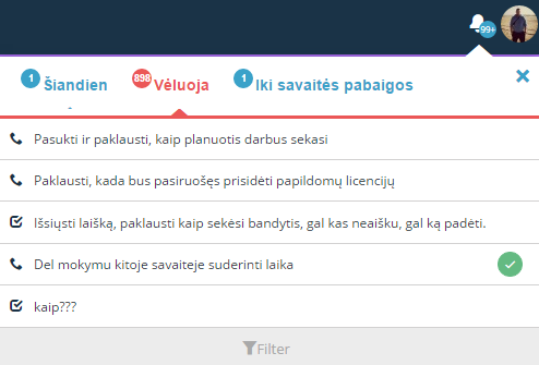 Kaip Teamgate primins apie suplanuotą susitikimą, priminimą, skambutį?