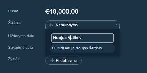 Kaip pridėti naują pardavimo šaltinį?