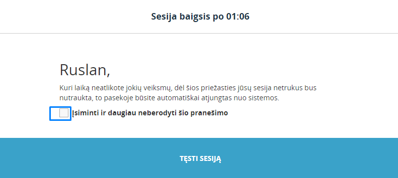 Automatinis sesijos užbaigimas