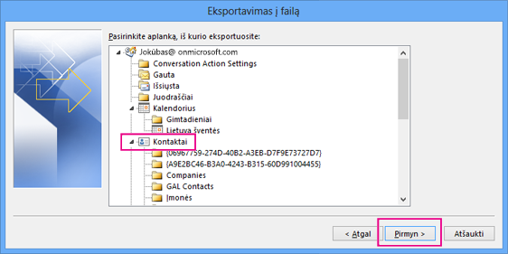 Kaip importuoti šaltus kontaktus iš Outlook?